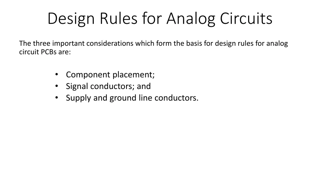 design rules for analog circuits