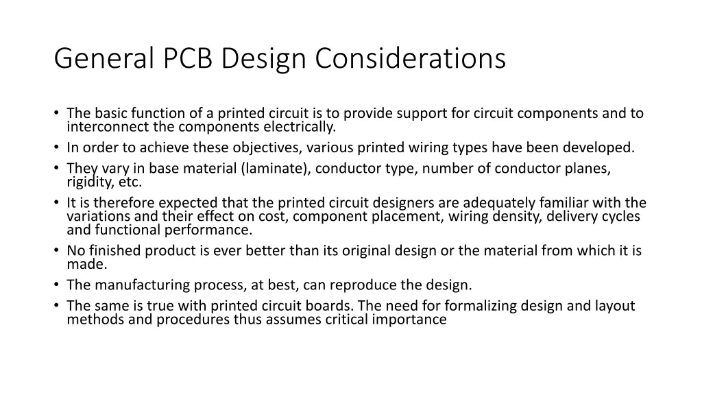 general pcb design considerations