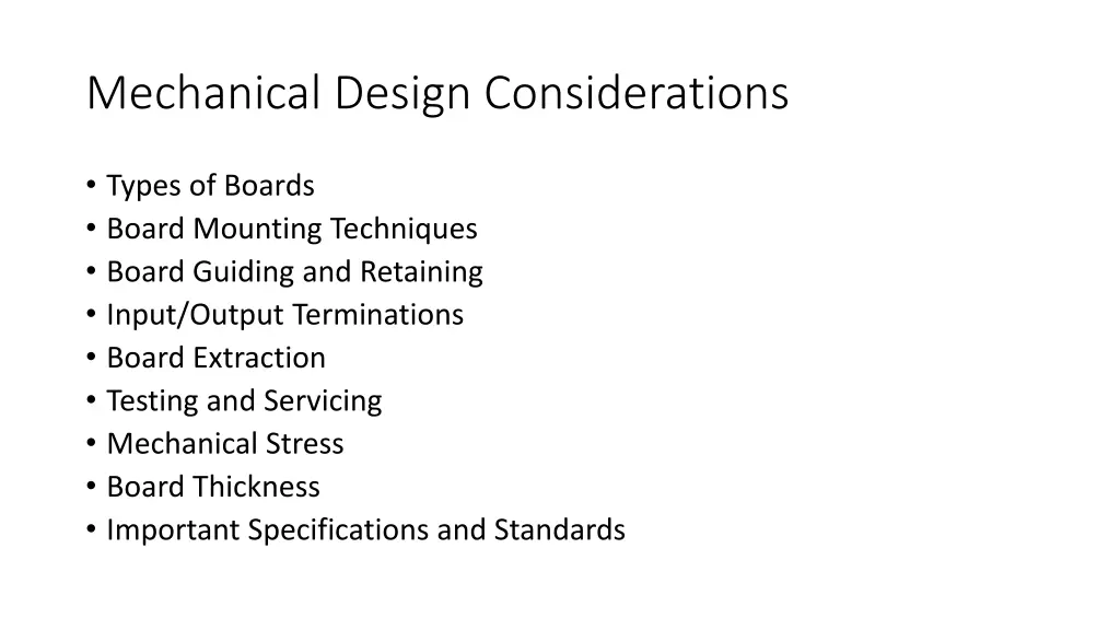 mechanical design considerations