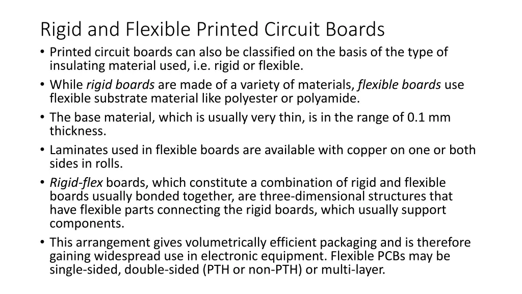 rigid and flexible printed circuit boards printed