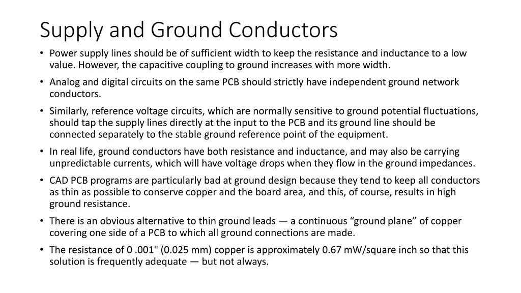 supply and ground conductors power supply lines