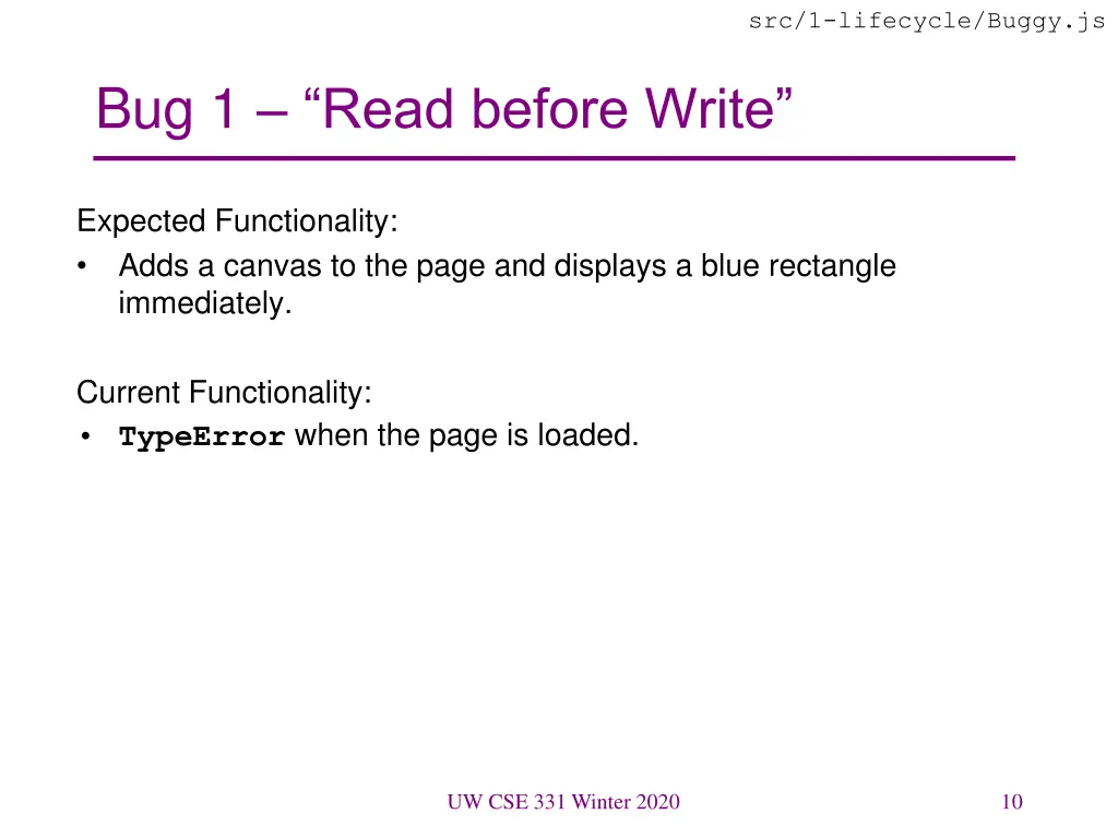 src 1 lifecycle buggy js