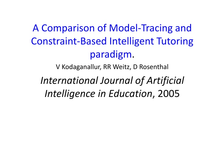 a comparison of model tracing and constraint