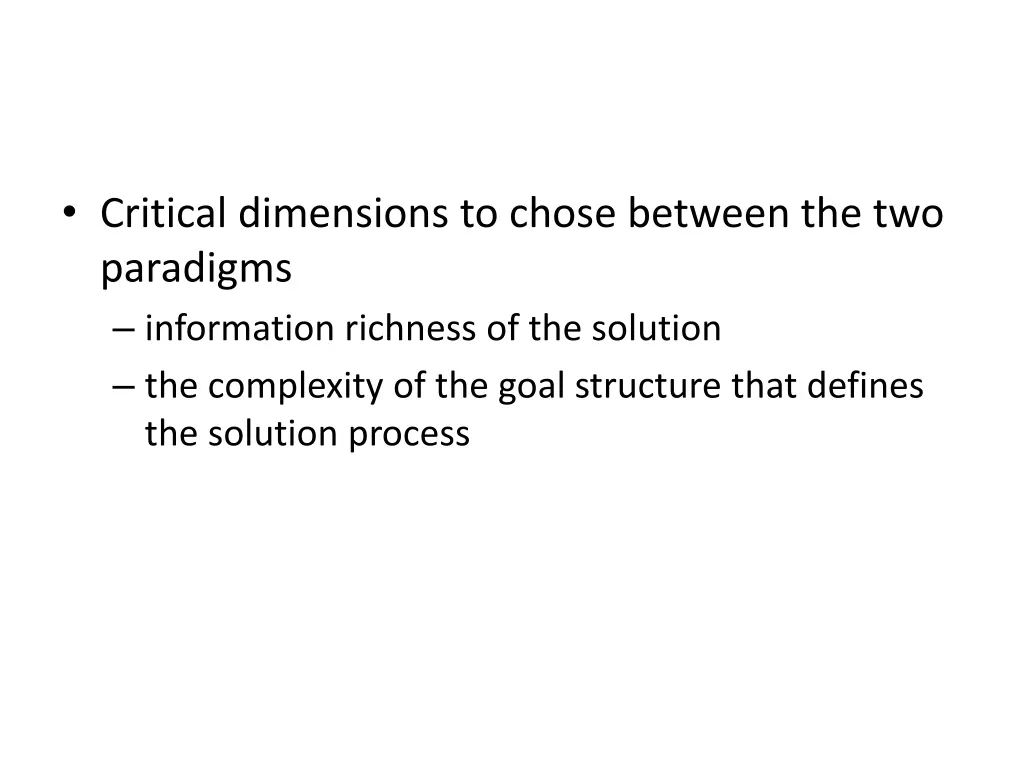 critical dimensions to chose between