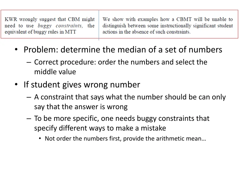 problem determine the median of a set of numbers