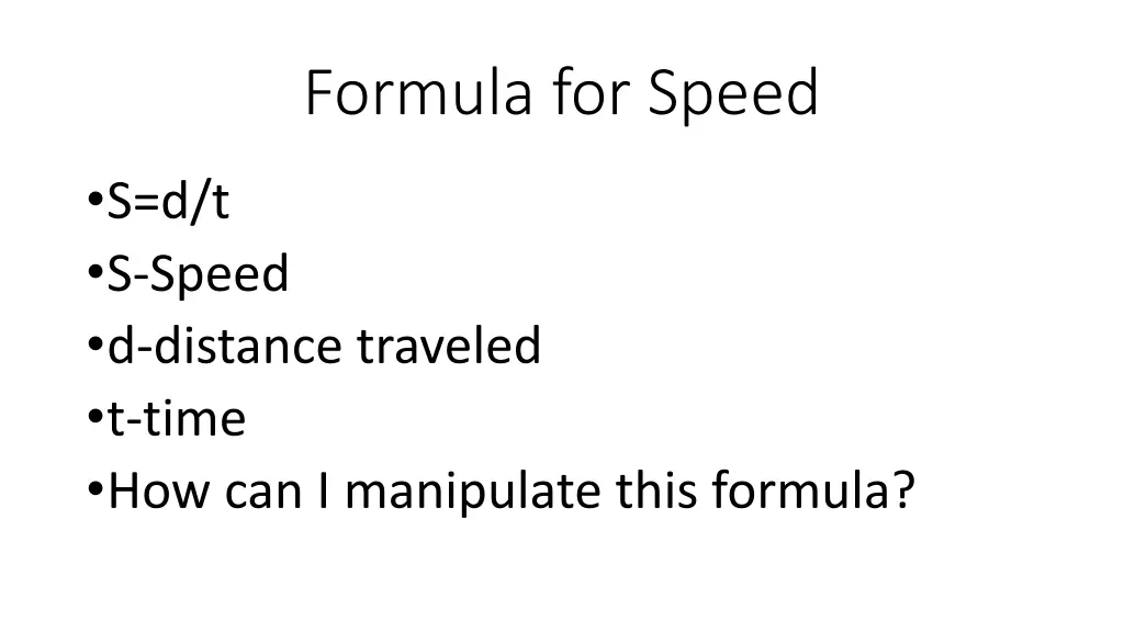 formula for speed