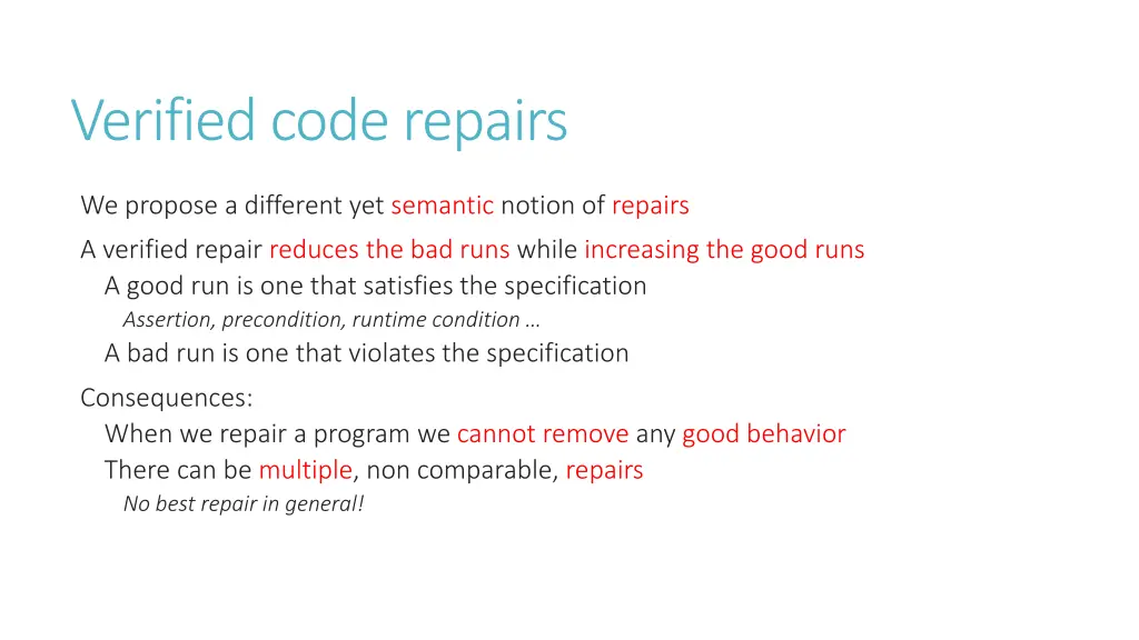 verified code repairs