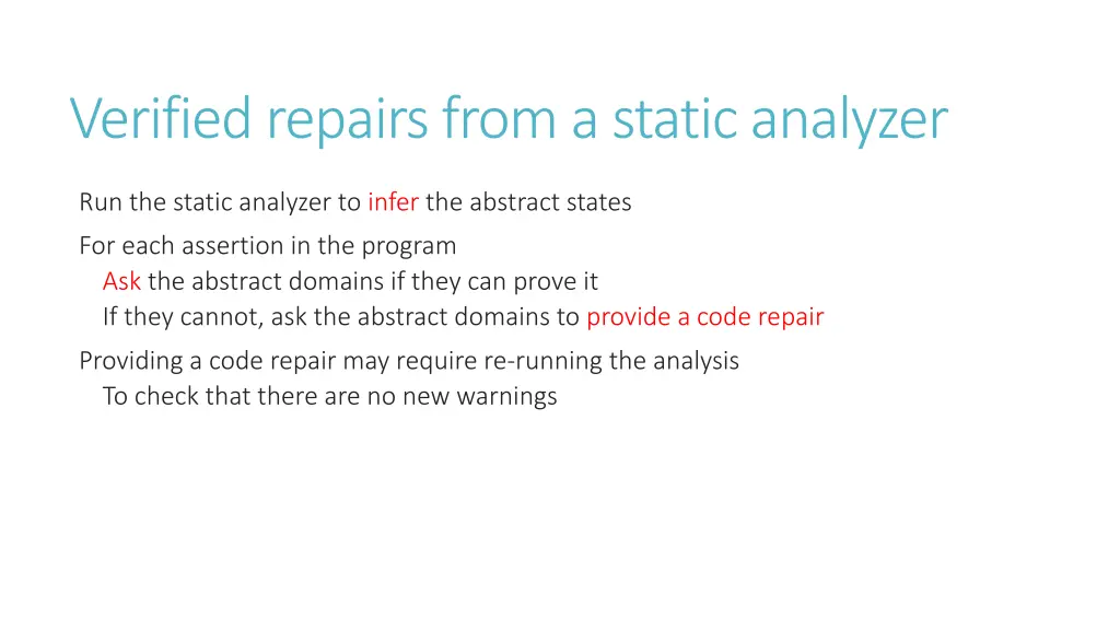 verified repairs from a static analyzer