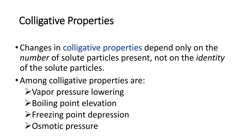 colligative properties colligative properties