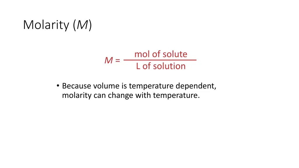 molarity m