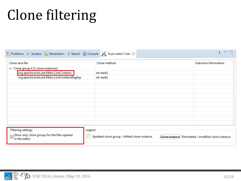 clone filtering