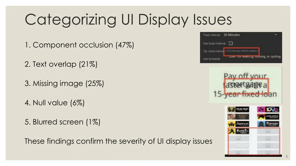 categorizing ui display issues