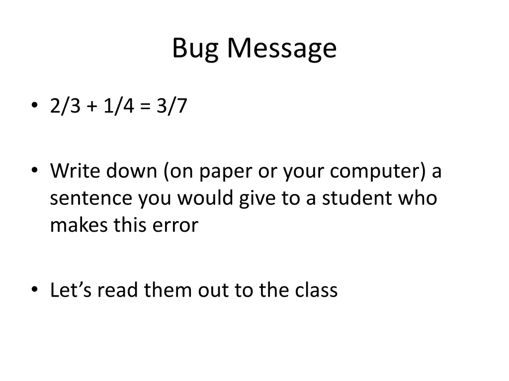 bug message 1