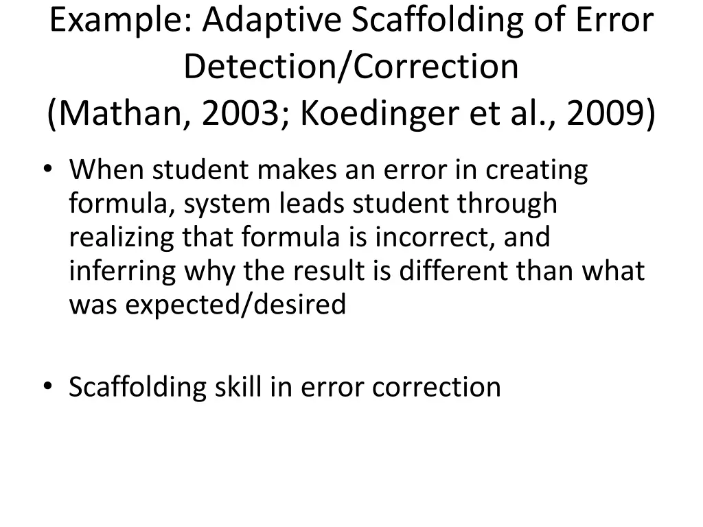 example adaptive scaffolding of error detection