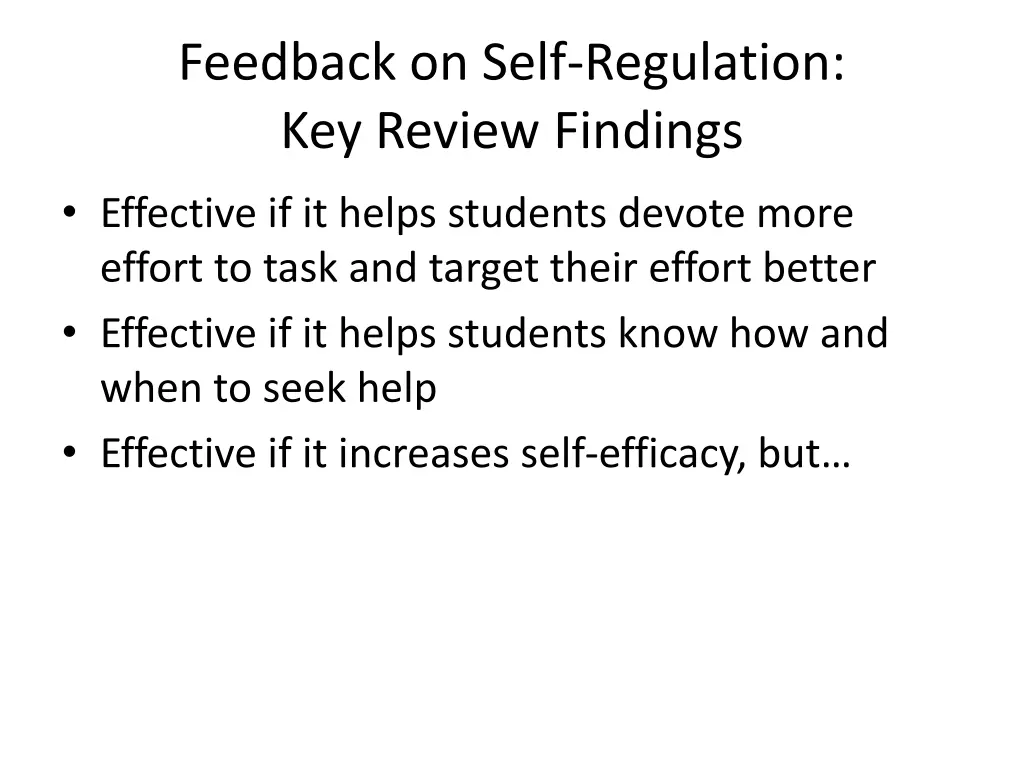 feedback on self regulation key review findings