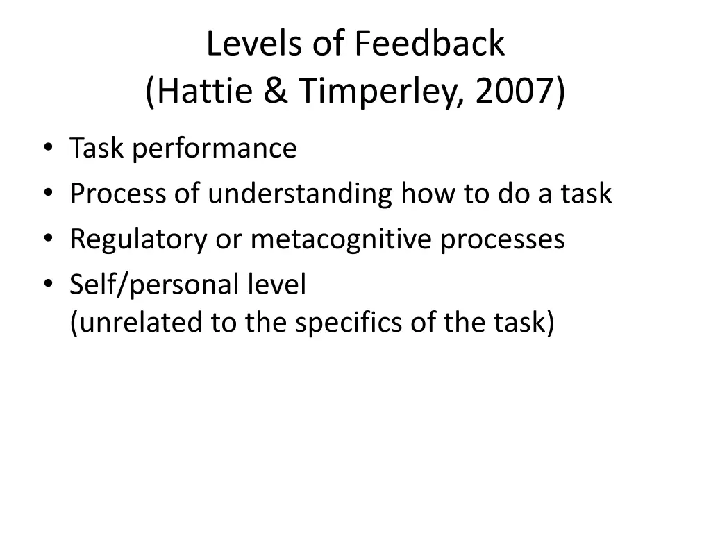 levels of feedback hattie timperley 2007 1