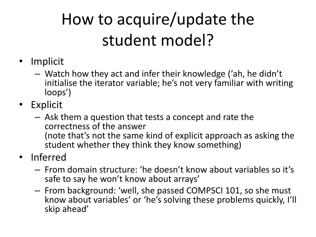 how to acquire update the student model implicit