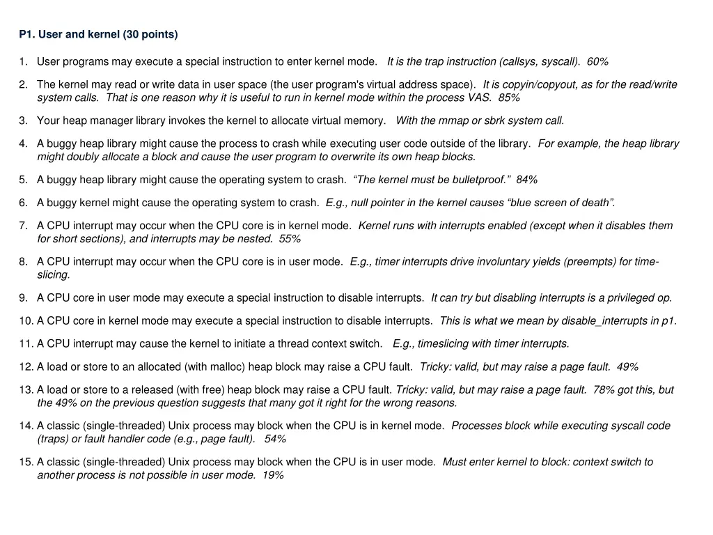 p1 user and kernel 30 points