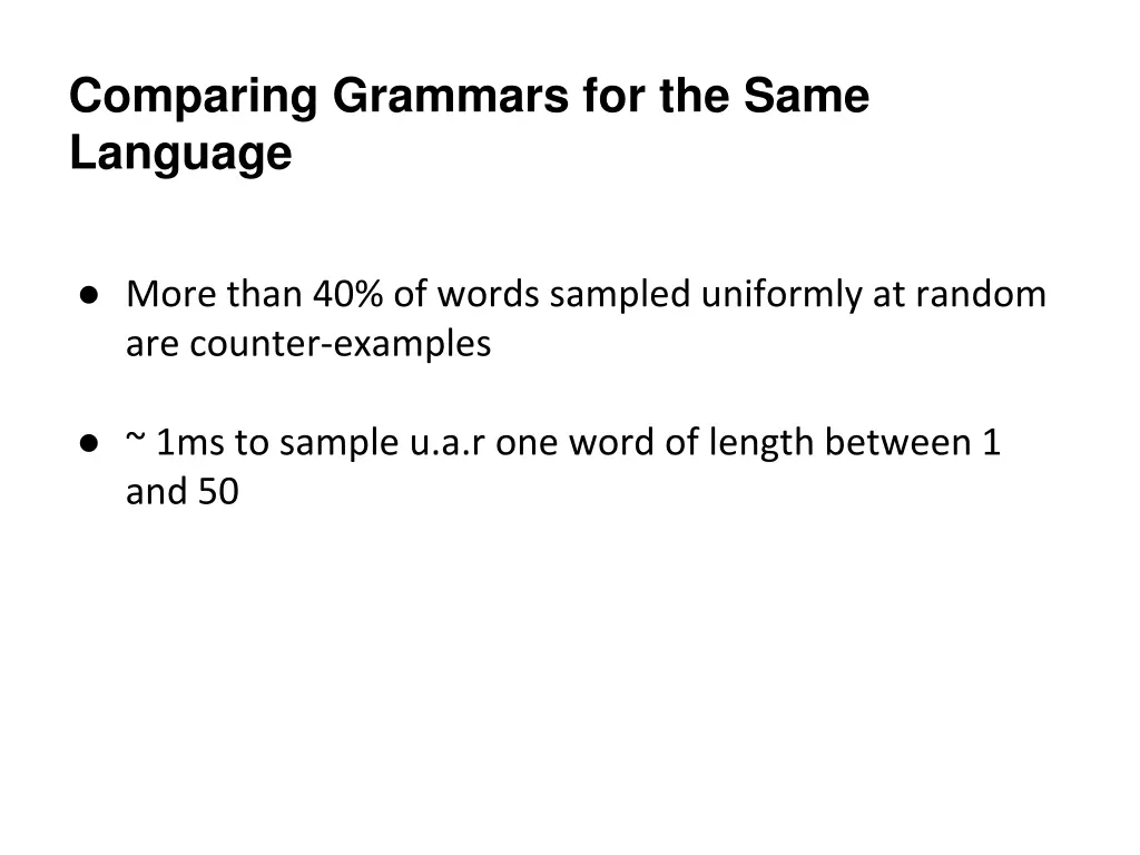 comparing grammars for the same language