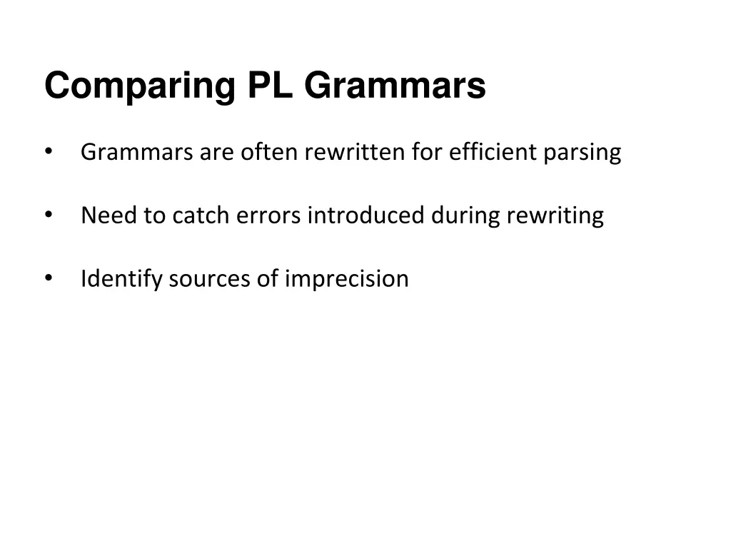 comparing pl grammars