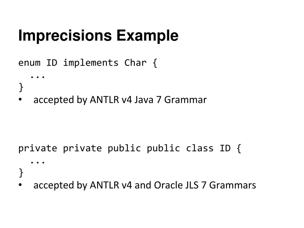 imprecisions example