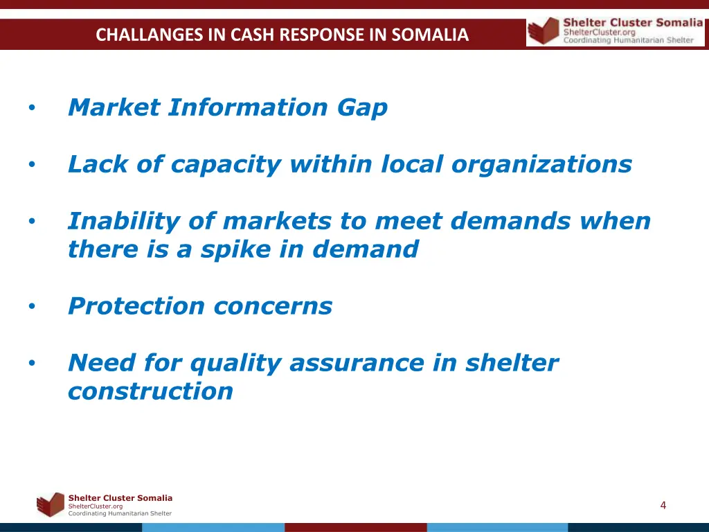 challanges in cash response in somalia