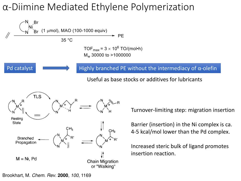 diimine mediated ethylene polymerization