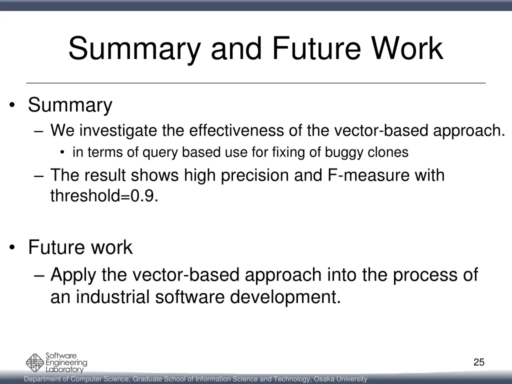 summary and future work