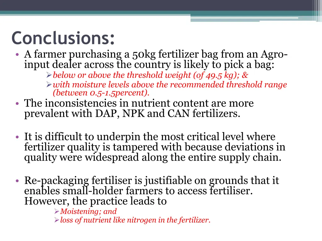 conclusions a farmer purchasing a 50kg fertilizer