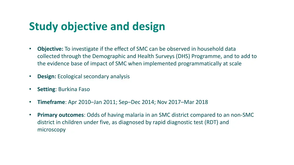 study objective and design