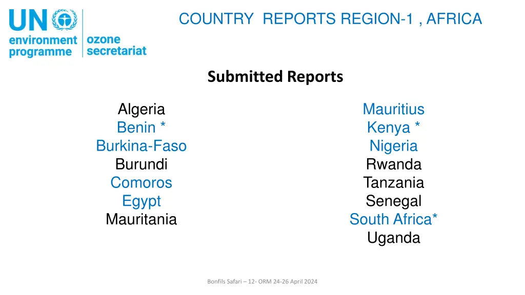 country reports region 1 africa 1