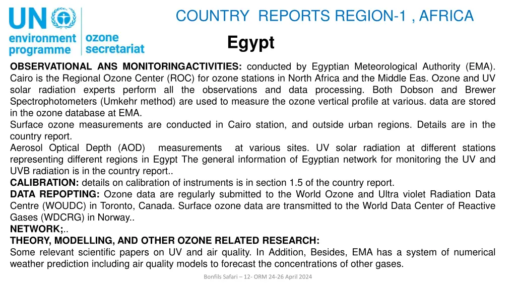 country reports region 1 africa egypt