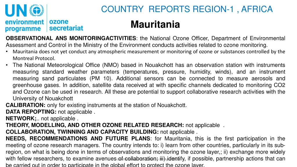 country reports region 1 africa mauritania