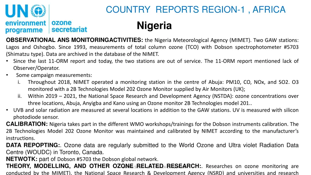 country reports region 1 africa nigeria