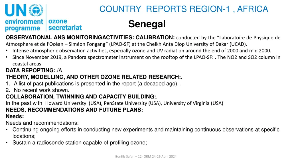 country reports region 1 africa senegal