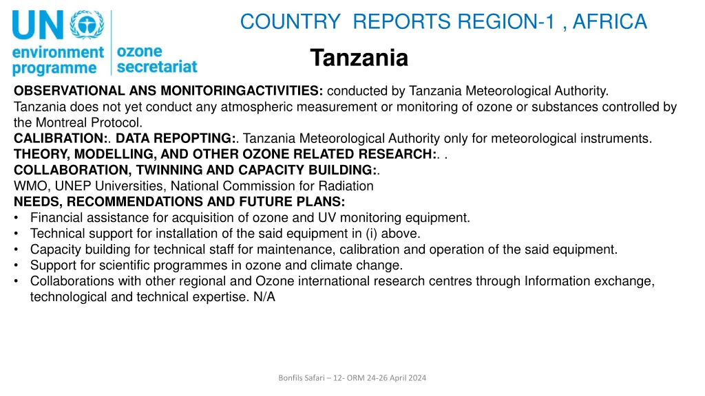 country reports region 1 africa tanzania