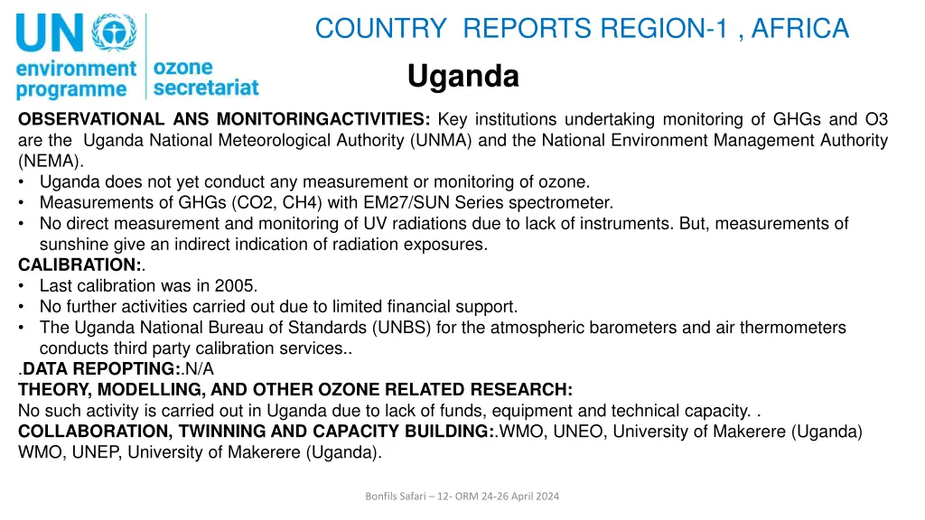 country reports region 1 africa uganda