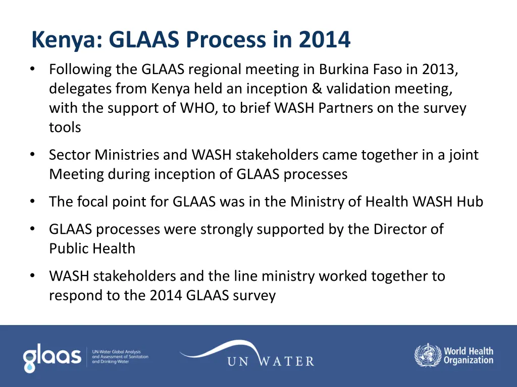 kenya glaas process in 2014 following the glaas