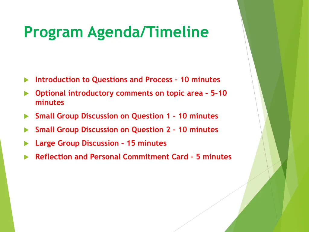 program agenda timeline