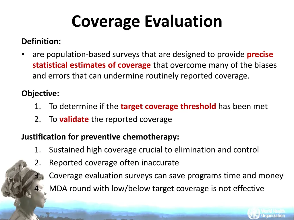 coverage evaluation