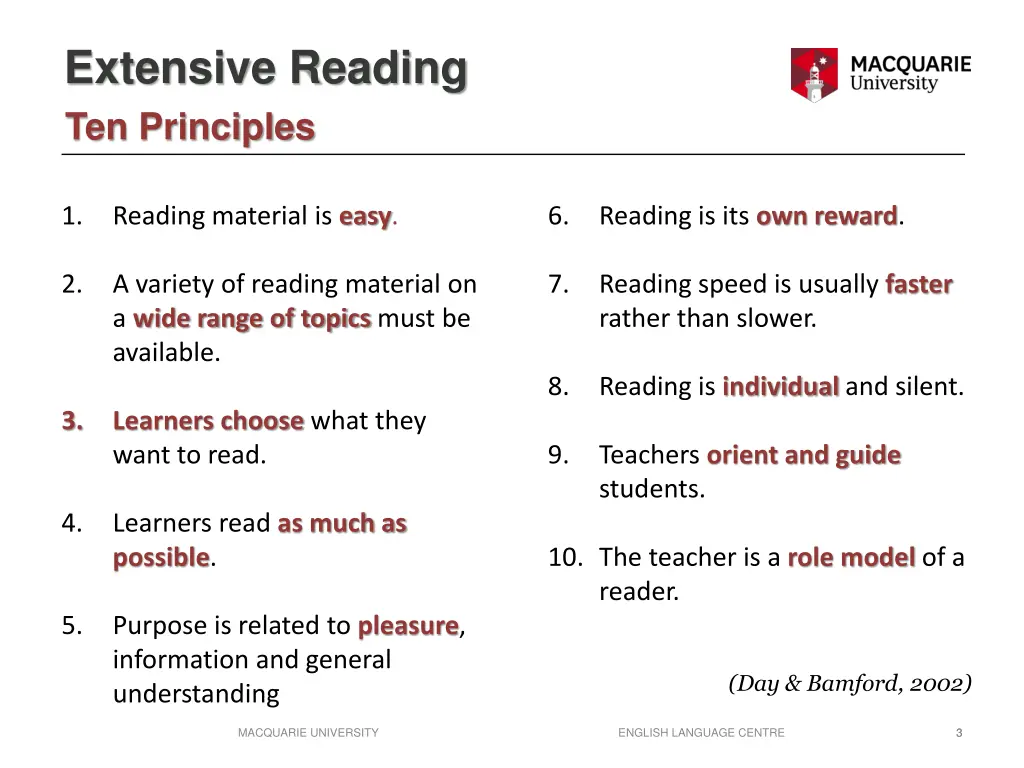 extensive reading ten principles