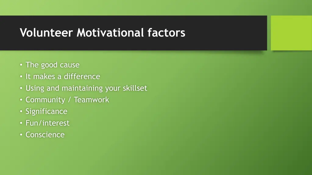 volunteer motivational factors