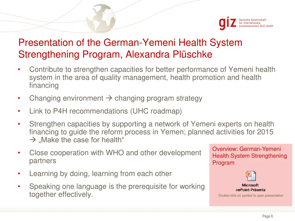 presentation of the german yemeni health system