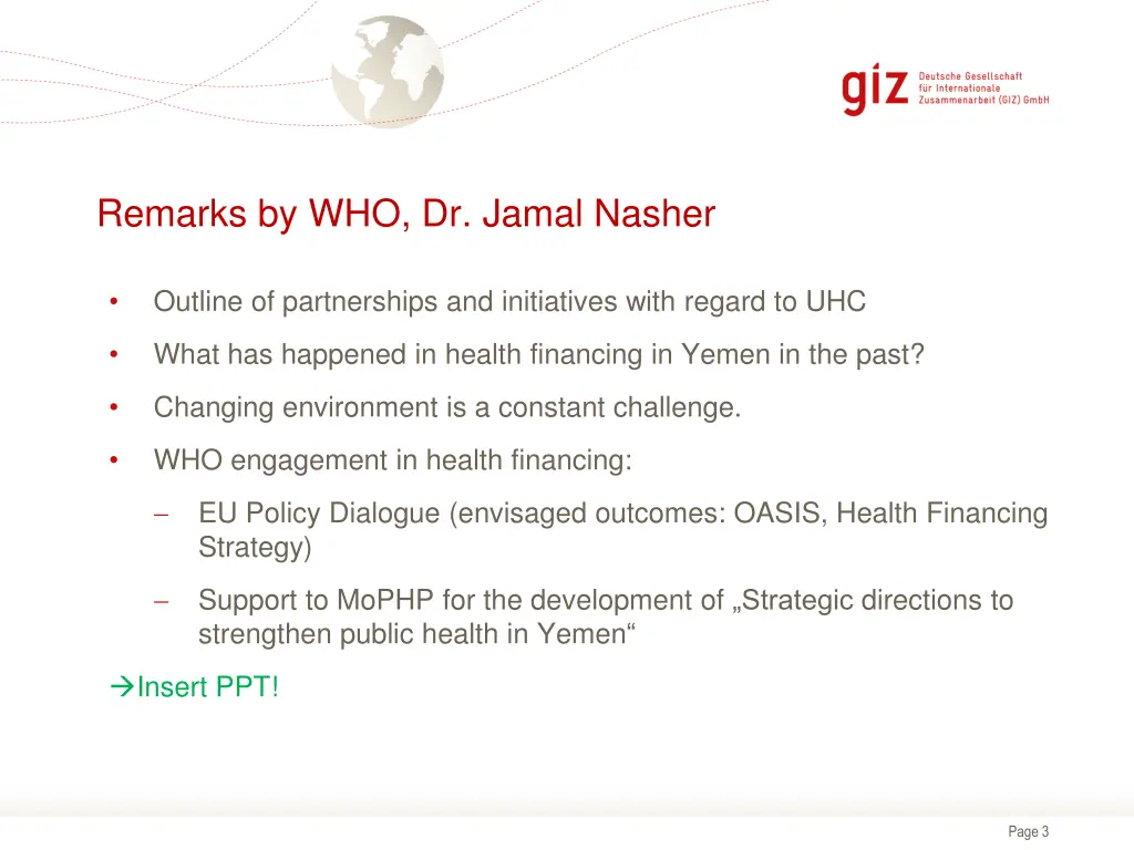 remarks by who dr jamal nasher