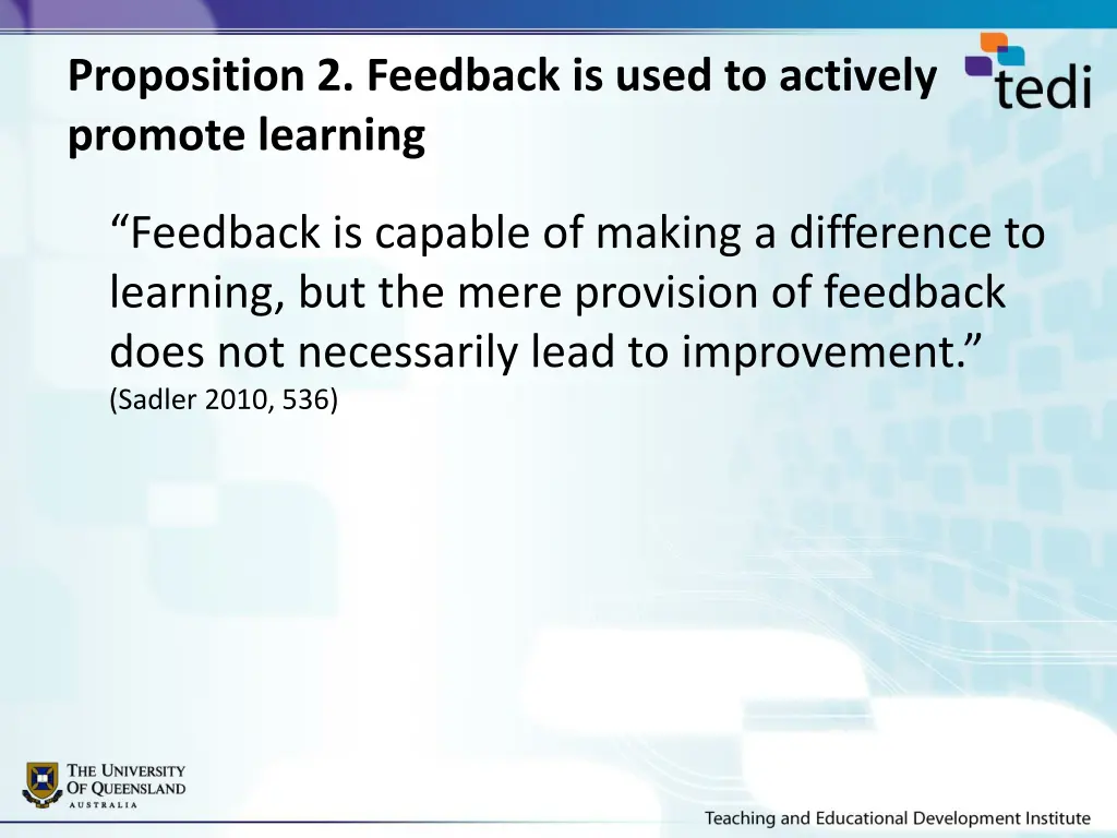 proposition 2 feedback is used to actively