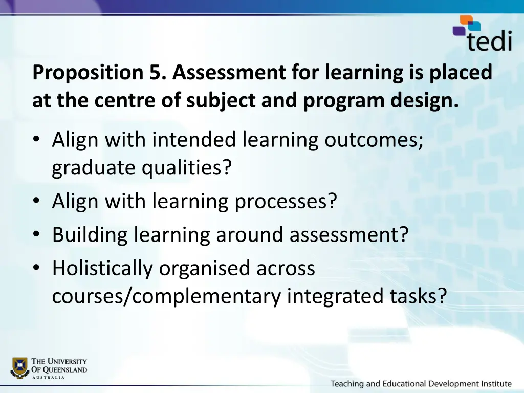 proposition 5 assessment for learning is placed