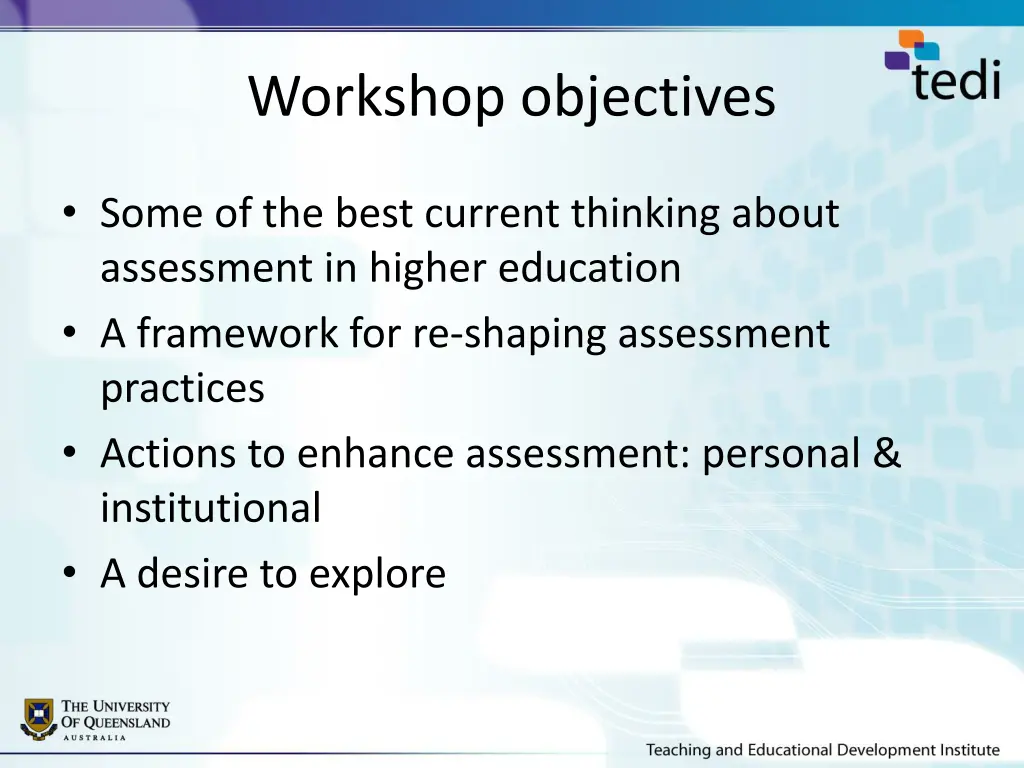 workshop objectives