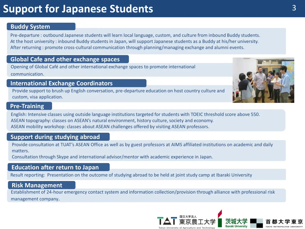 support for japanese students