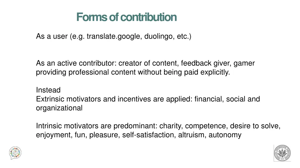 forms of contribution