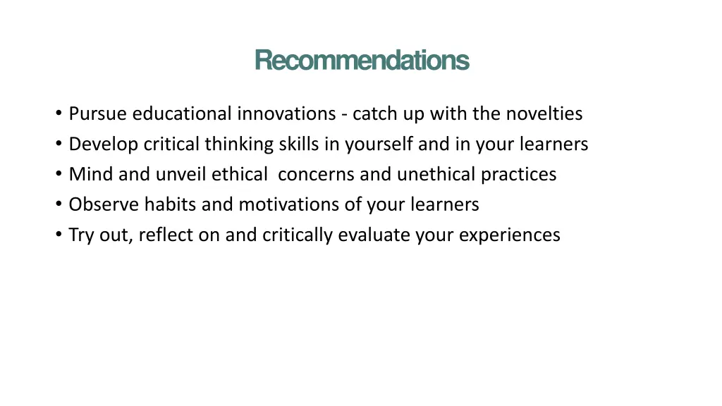 recommendations